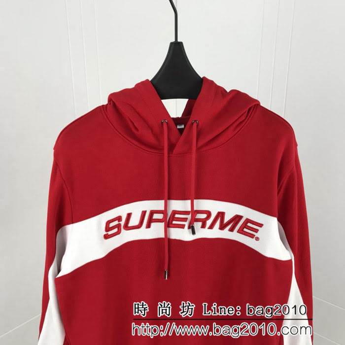 SUPREME 18ss秋冬新款 弧形撞色拼接刺繡字母 純棉連帽衛衣 男女同款 ydi1714